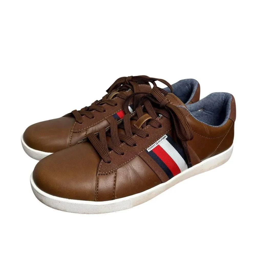 Tommy Hilfiger Lendal Sneakers Men's Athletic Brown Leather USA Size 9.5 - Picture 1 of 10